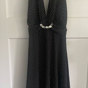 Black and White Embellished Halter Sundress